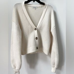Madewell Cream Ribbed Cardigan Sweater